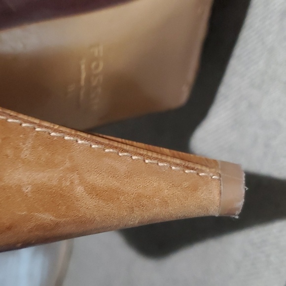 VINTAGE RETRO FOSSIL ALLISON BROWN TWO TONE HEELED BOOTS SIZE 8.5 LEATHER - Picture 14 of 15